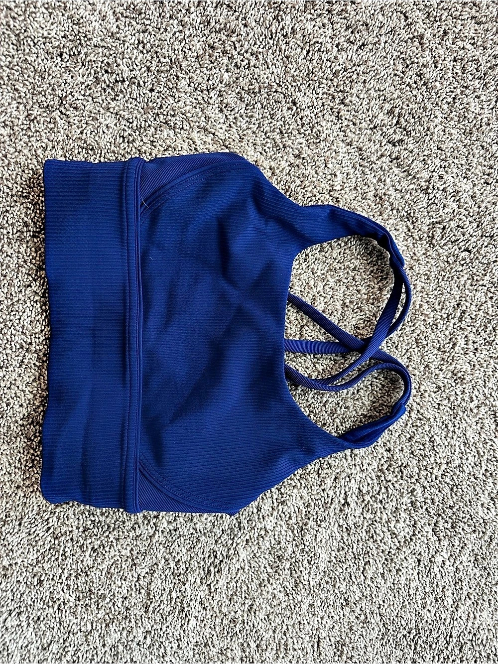 Lululemon Blue Ribbed Sports bra Size 4 Like New